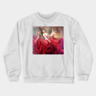 Three girls in red Crewneck Sweatshirt